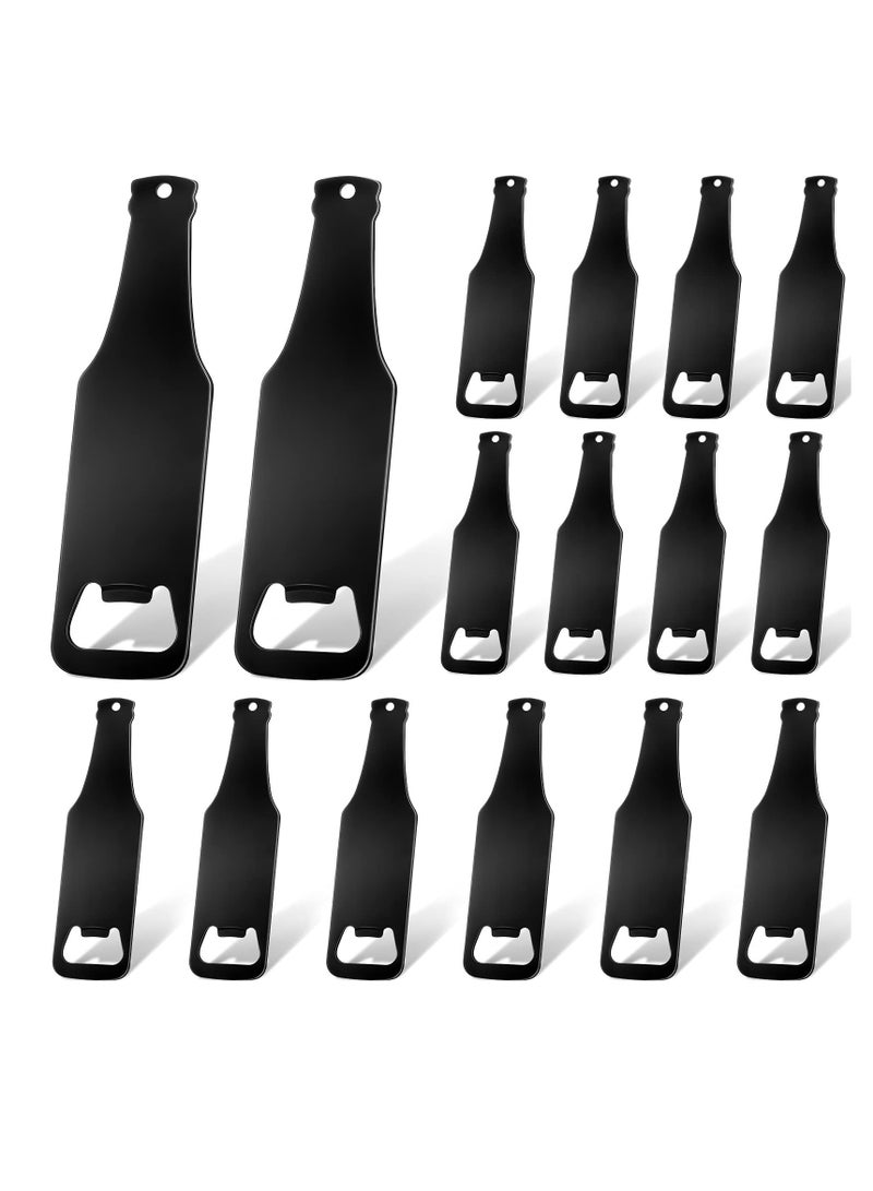 16 Pcs Stainless Steel Bottle Opener Bottle Shaped Can Openers Black Soda Can Opener Flat Handle Bottle Opener for Home Kitchen Bar Restaurant Party Tools Supplies
