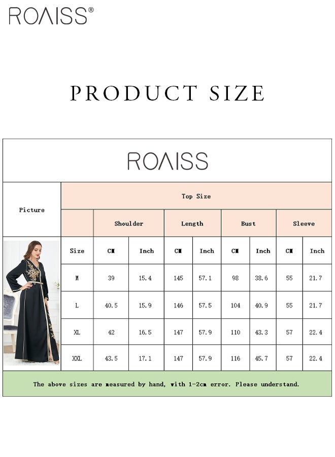 Abaya Style Exquisite Embroidered Pattern Robe Loose Fitting Women's Daily Casual Versatile Long Dress Elegant Embroidery for Daily Casual Commuting Formal Dress Comfortable