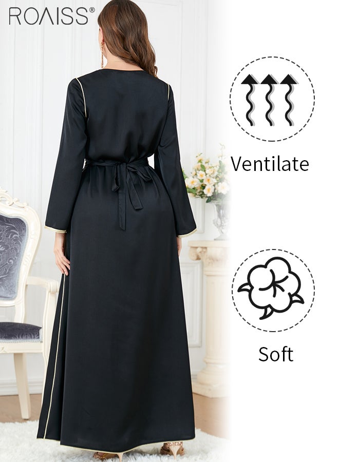 Abaya Style Exquisite Embroidered Pattern Robe Loose Fitting Women's Daily Casual Versatile Long Dress Elegant Embroidery for Daily Casual Commuting Formal Dress Comfortable