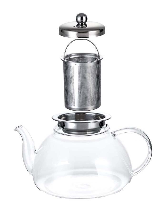 Detachable Teapot With Strainer Clear/Silver
