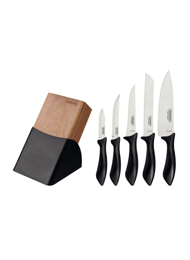 Affilata 6 Pieces Knife Set with Stainless Steel Blade and Black Polypropylene Handle