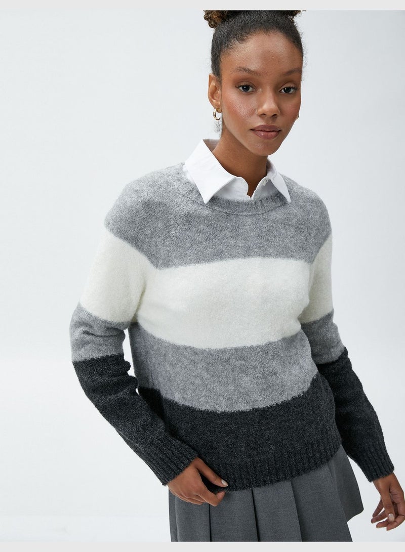 Ribbed Long Sleeve Crew Neck Sweater