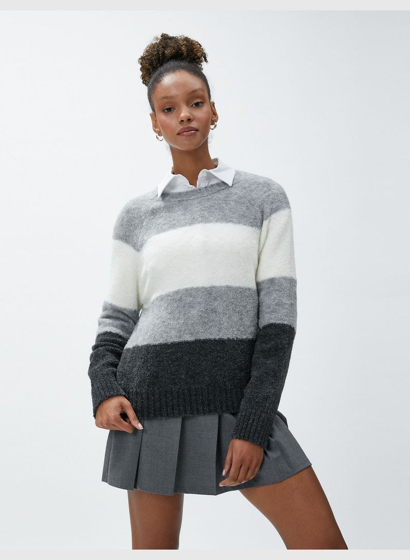 Ribbed Long Sleeve Crew Neck Sweater