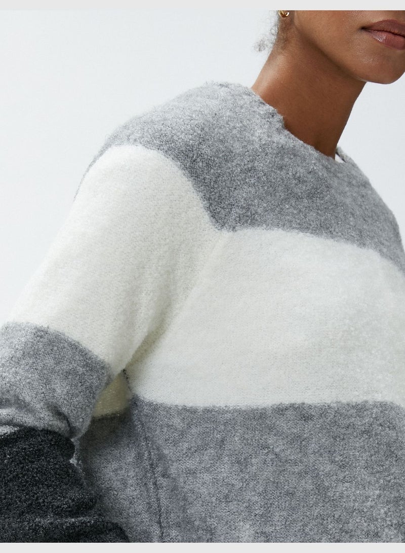 Ribbed Long Sleeve Crew Neck Sweater