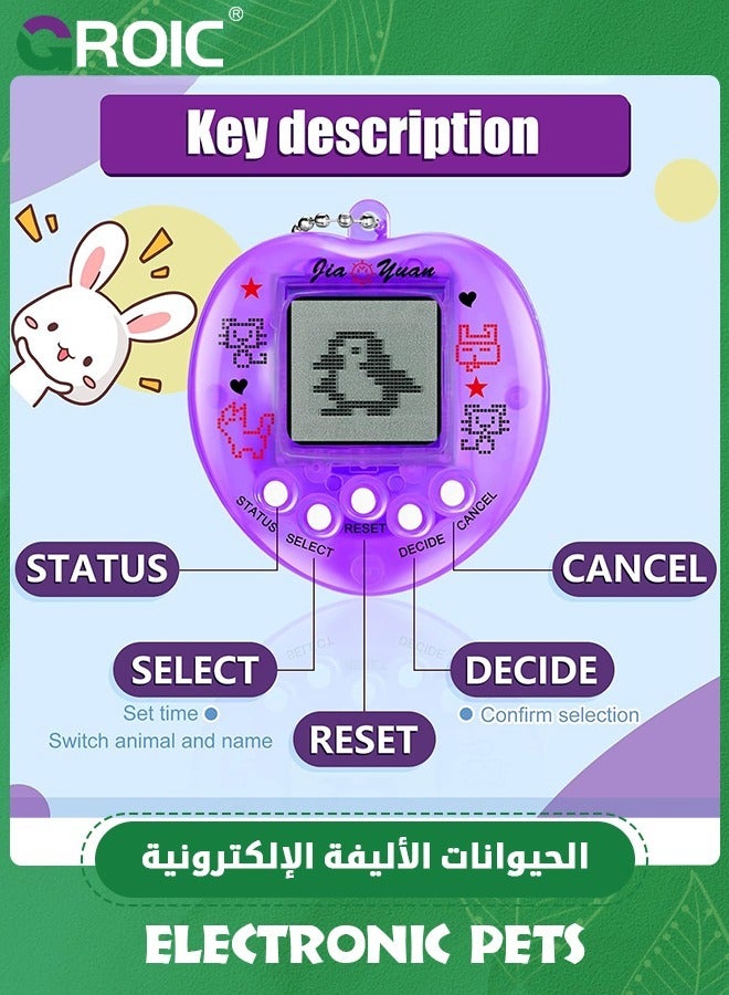 4 Pieces Virtual Pets Keychain Digital Nostalgic Electronic Pets Keychain,Pet Key Chain 90s Handheld Games Electronic Pets Game Keyring, Virtual Electronic Digital Pets Keychain,Handheld Game Machine