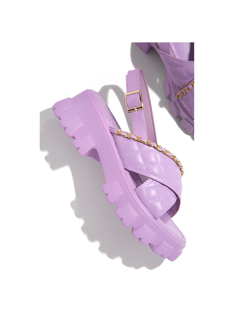 Women's Open Toe Sandals Platform Wedge Sandals with Chain Decoration Adjustable Ankle Strap Cross Strap Ankle Buckle Lightweight Sandals Summer Shoes