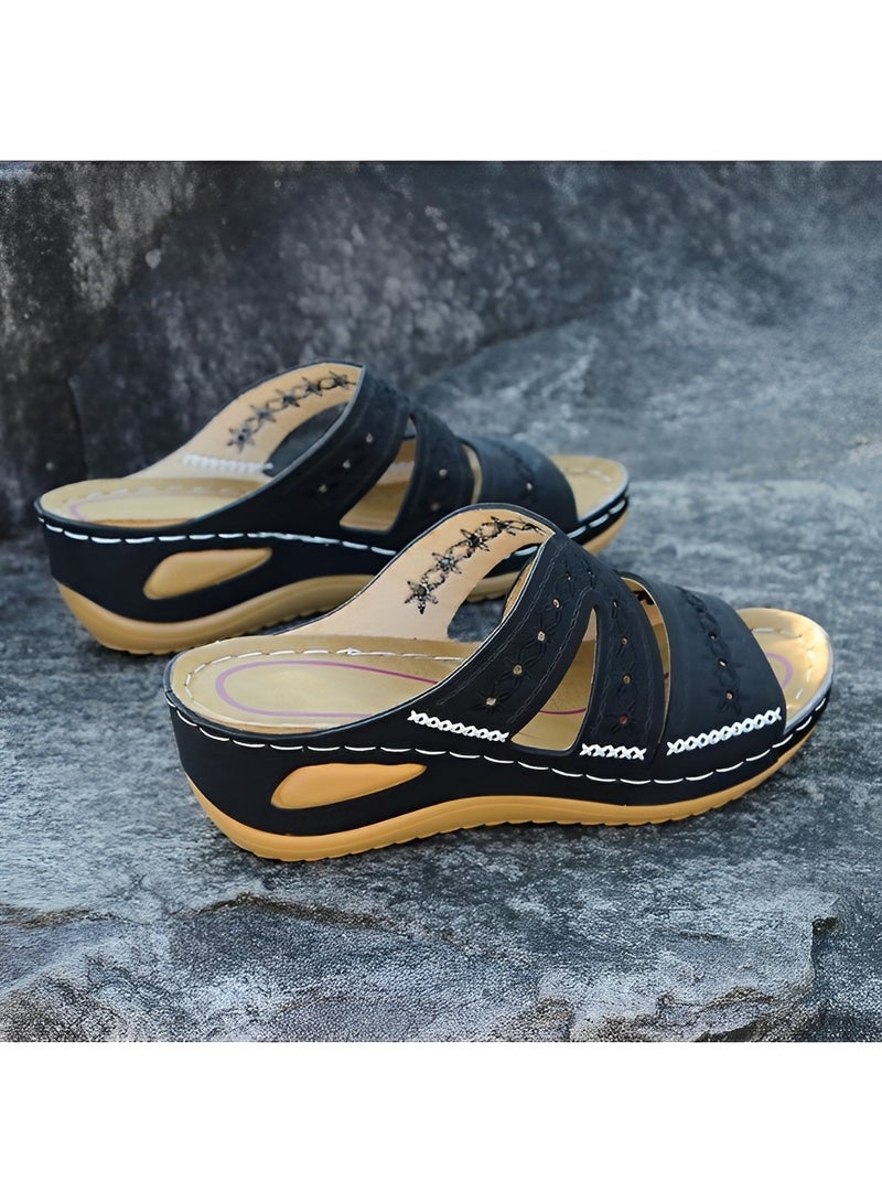 Women's Sandals Platform Wedge Slip On Dressy Casual Summer Beach Shoes Comfortable Lightweight Platform Shoes for Women