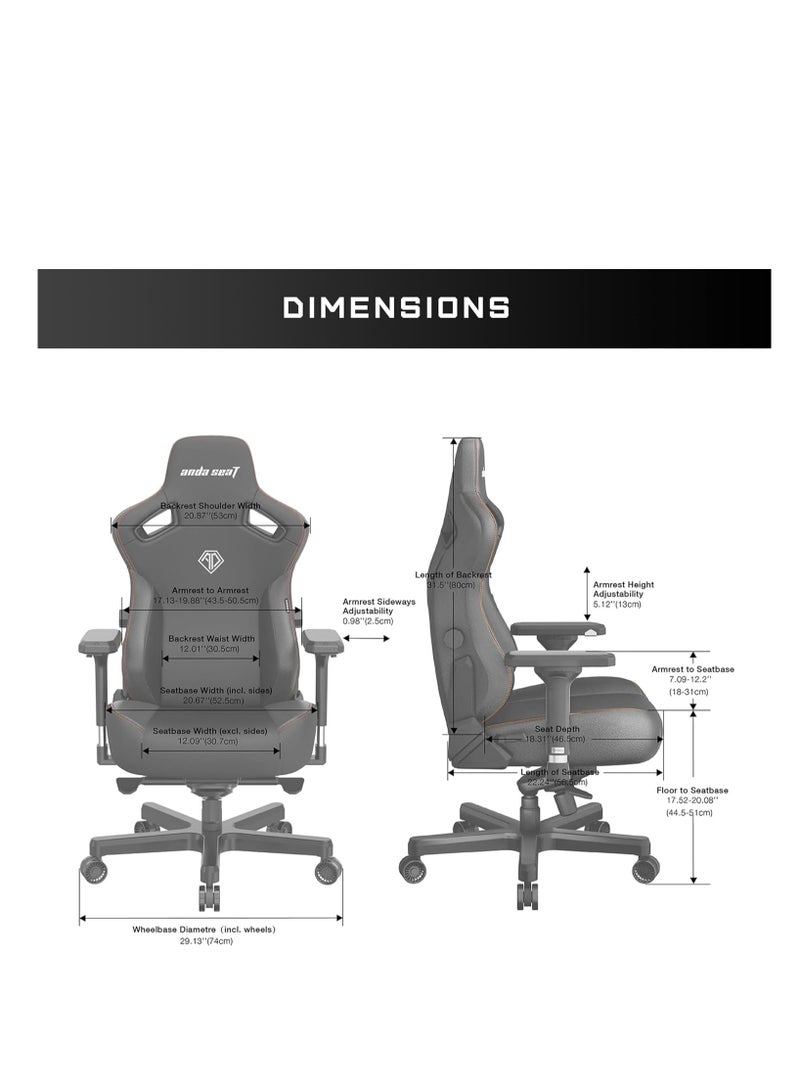 AndaSeat Kaiser 3 Series Premium Ergonomic Gaming/Office Chair , BLACK | AD12YDC-XL-01-B-PV/C