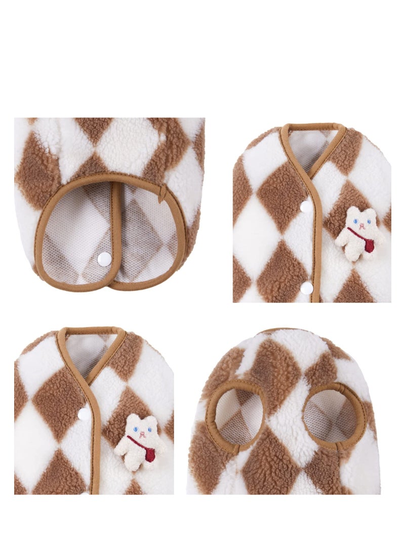 Cute Dog Coat For Winter,Super Soft Dog Winter Warm Coat, Pet Sweatshirt Jacket for Cold Wheather for Small Medium Dog Cat Clothes Apparel (Brown,L )