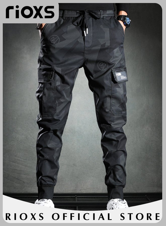 Men's Camouflage Casual Long Pants Elastic Waist Slim Fit Jogger Pants Fashionable Trendy Cargo Pants