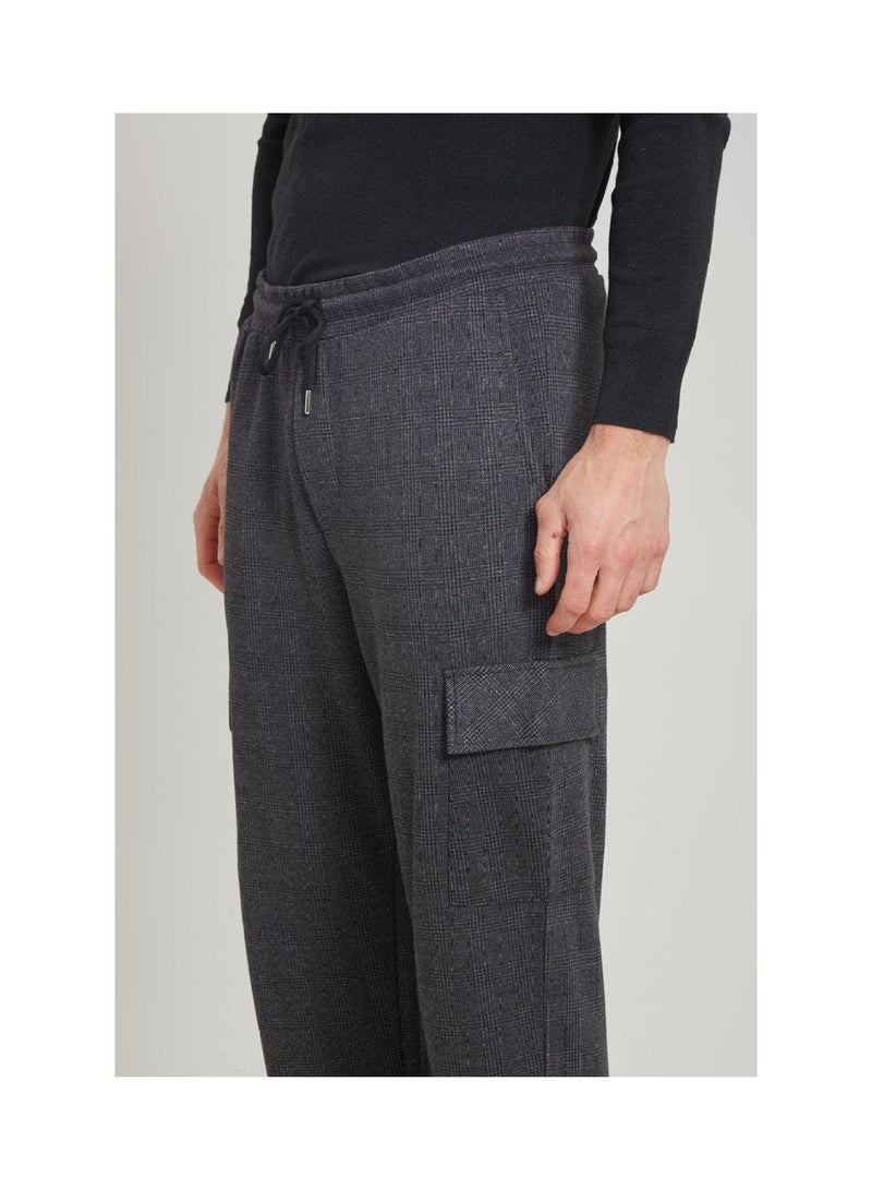 Grey Check Bonded Jersey Smart Joggers