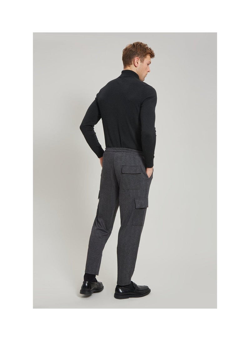 Grey Check Bonded Jersey Smart Joggers