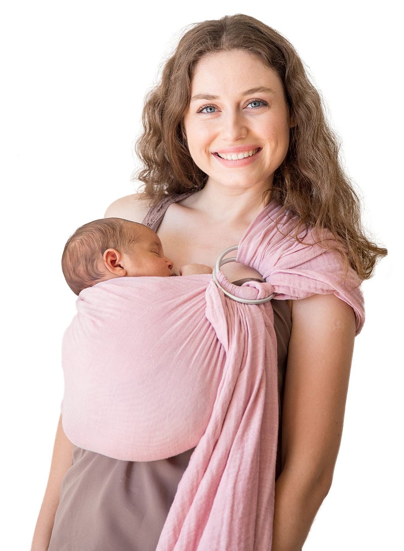 Baby Carrier Wrap, Baby Sling and Ring Sling Cotton Muslin Infant Carrier, Ring Sling Baby Carrier Front and Chest Newborn Carrier Baby Carrier Wrap, Toddler Carrier (Rose)