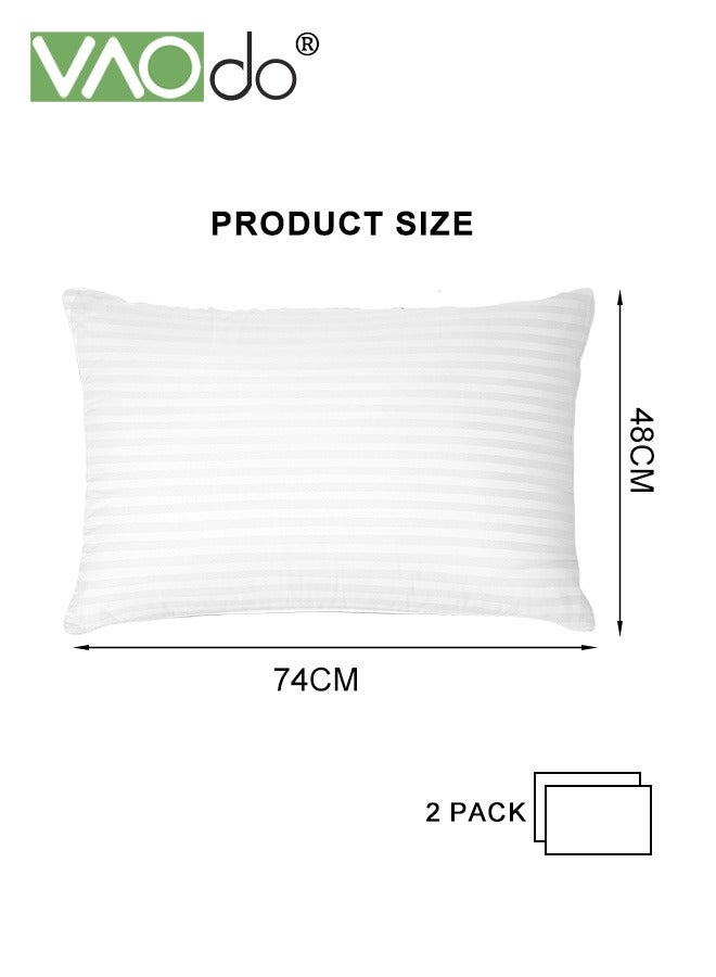 2 Pack  Hotel Collection  Bed Pillows  for Sleeping  Queen Size Pillows  for Side and Back Sleepers Super Soft Down Alternative Microfiber Filled Pillows  48*74CM
