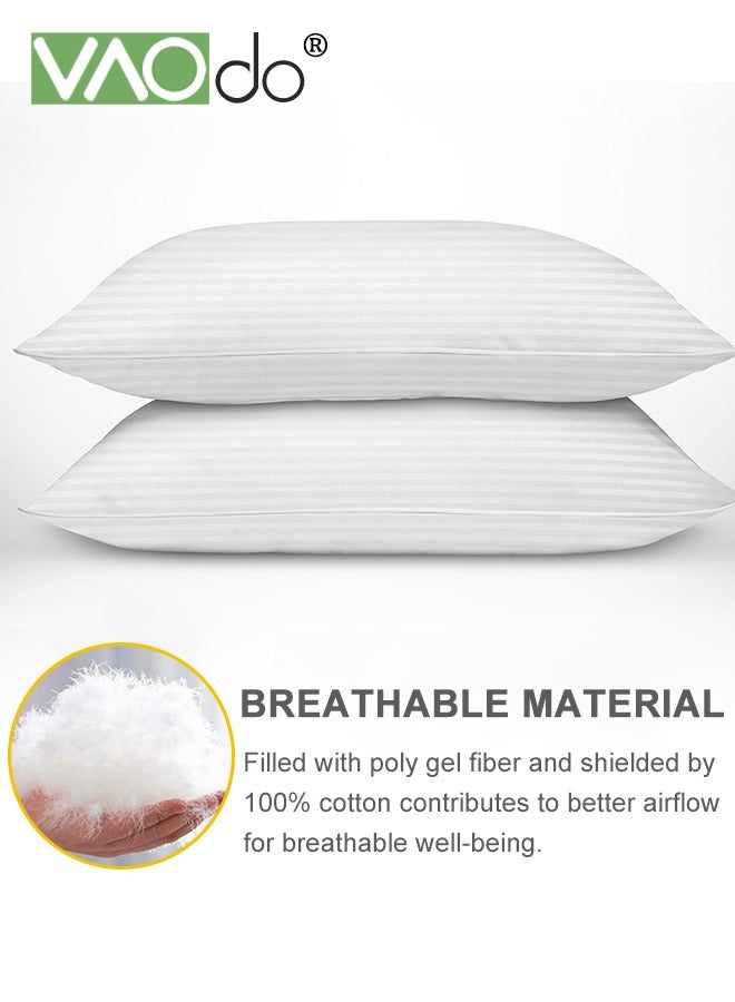 2 Pack  Hotel Collection  Bed Pillows  for Sleeping  Queen Size Pillows  for Side and Back Sleepers Super Soft Down Alternative Microfiber Filled Pillows  48*74CM