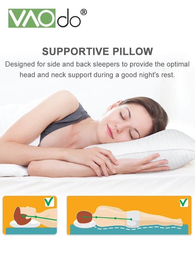 2 Pack  Hotel Collection  Bed Pillows  for Sleeping  Queen Size Pillows  for Side and Back Sleepers Super Soft Down Alternative Microfiber Filled Pillows  48*74CM