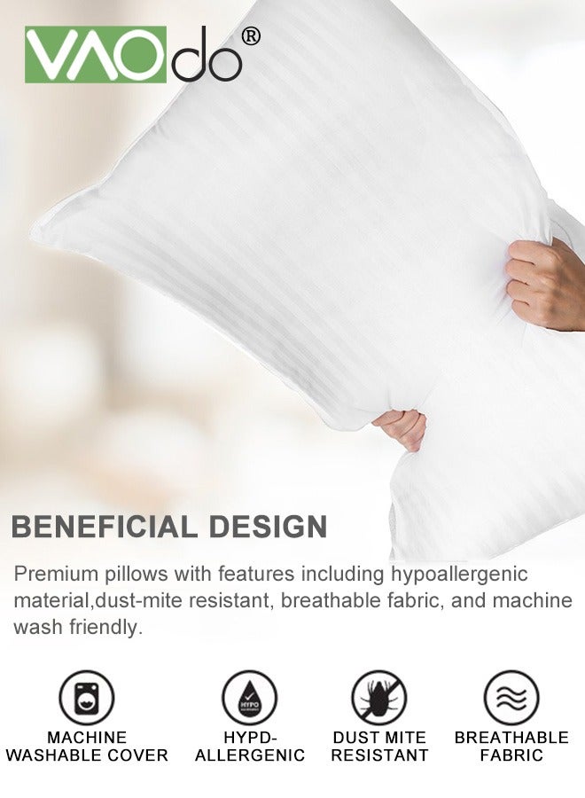 2 Pack  Hotel Collection  Bed Pillows  for Sleeping  Queen Size Pillows  for Side and Back Sleepers Super Soft Down Alternative Microfiber Filled Pillows  48*74CM