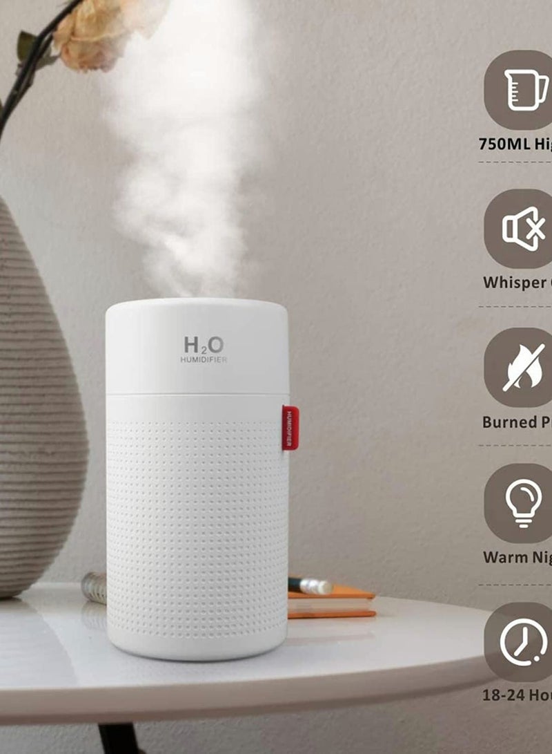 Air Humidifier Night Light Function to Prevent Dry Burning and USB Charging, Ultra-Quiet, Auto-Off, Bedroom, Suitable Heaithy Life
