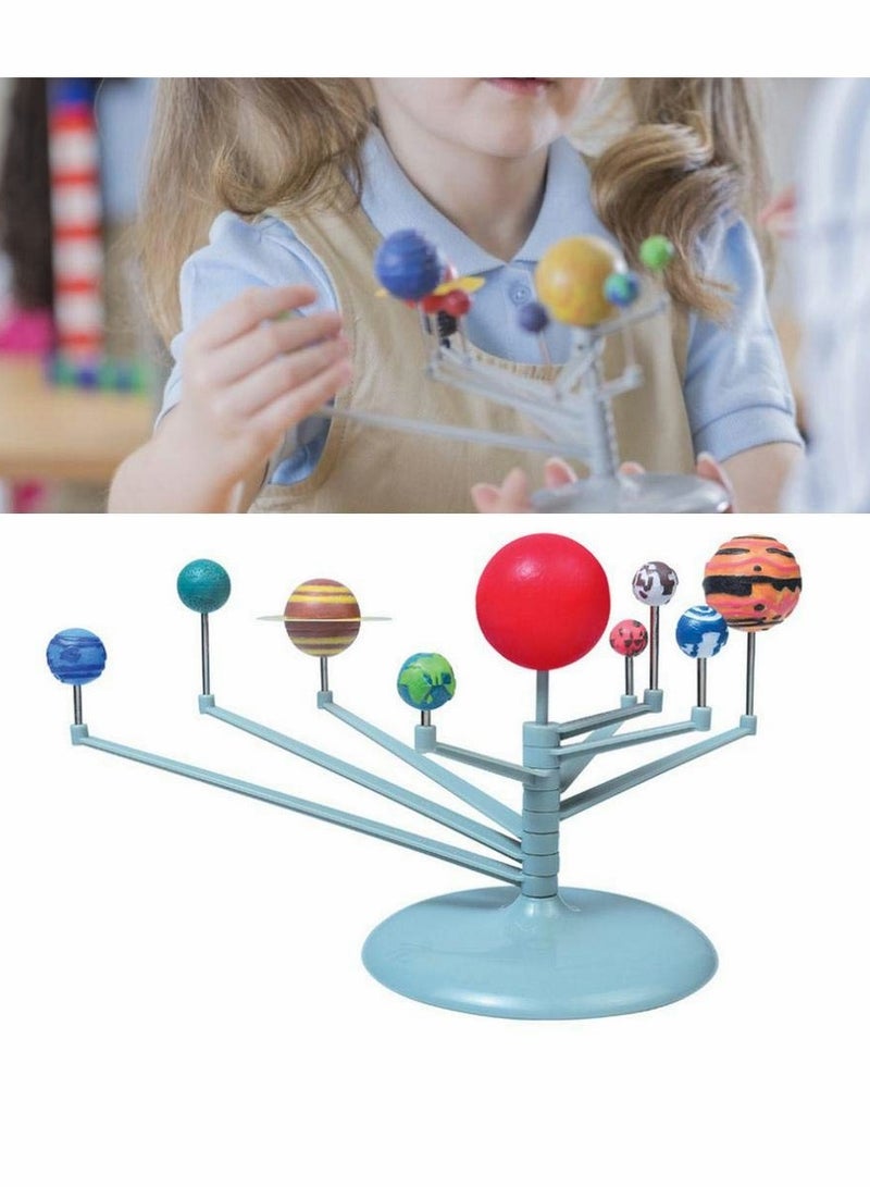 DIY Solar System Toy, Plastic DIY Planetary Models Intelligence Puzzle Assemble Planets Sets, Science Toy Nine Planets Celestial Body Movement Instrument for Kids Children, Family and School