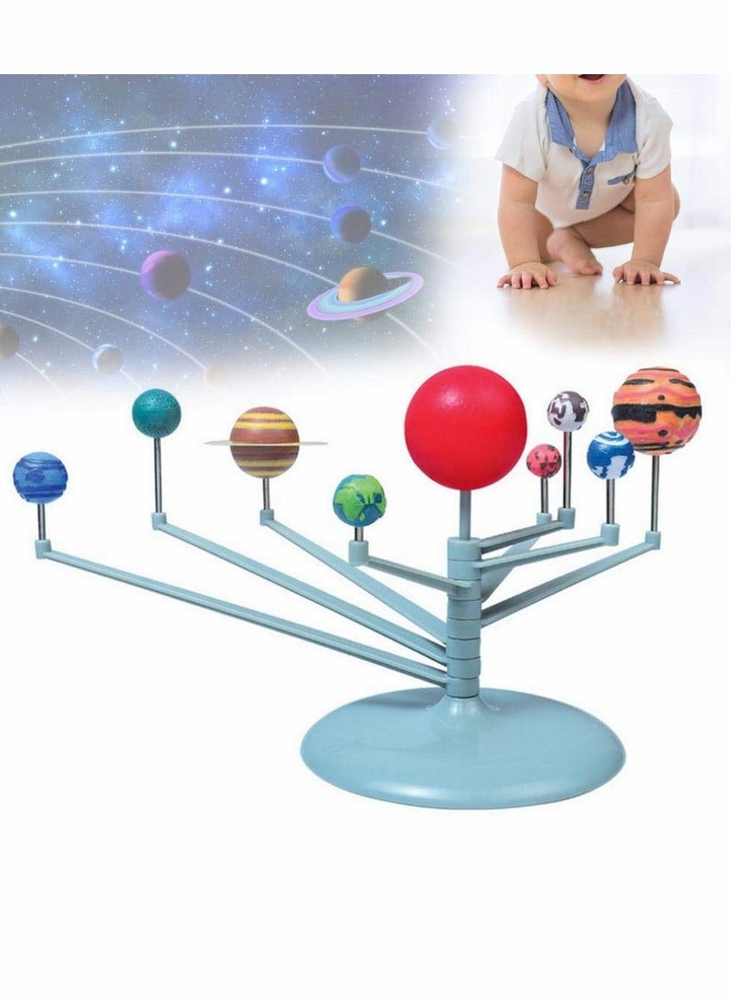 DIY Solar System Toy, Plastic DIY Planetary Models Intelligence Puzzle Assemble Planets Sets, Science Toy Nine Planets Celestial Body Movement Instrument for Kids Children, Family and School