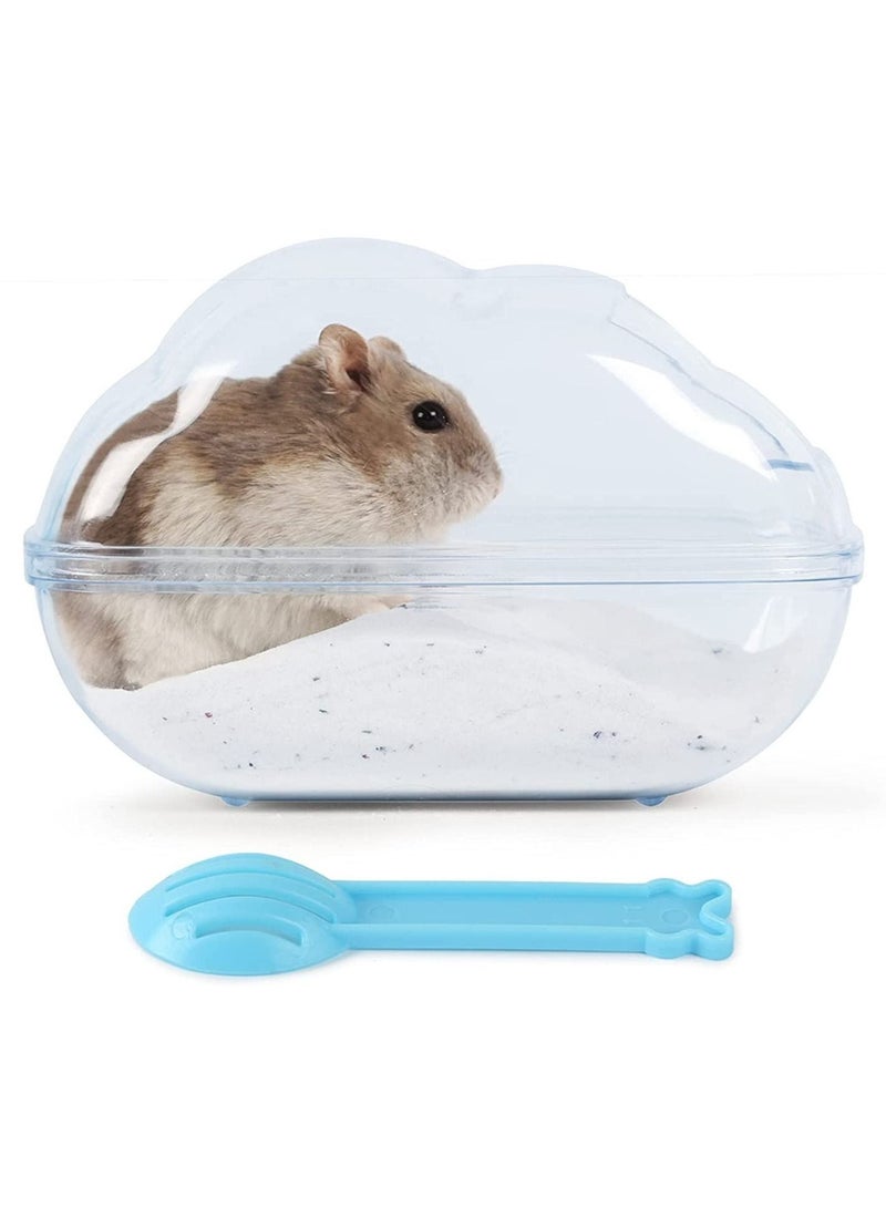 Hamster Sand Bath Container Large Transparent Plastic Toilet with Scoop Set for Small Pet Animals Cage Accessories for Lemming Chinchilla Gerbil Little Animal Hamster Mouse Chinchilla