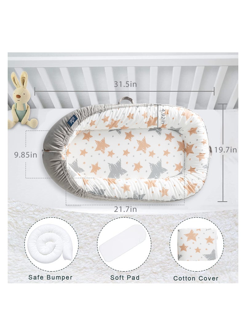 Soft Breathable Fiberfill Newborn Lounger Bed - Galaxy Grey