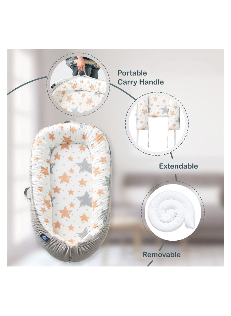 Soft Breathable Fiberfill Newborn Lounger Bed - Galaxy Grey