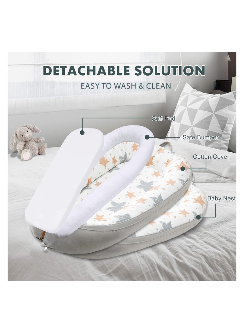 Soft Breathable Fiberfill Newborn Lounger Bed - Galaxy Grey