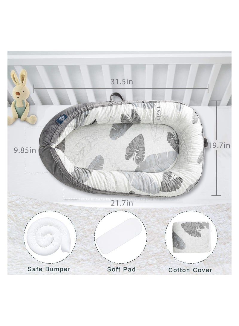 Soft Breathable Fiberfill Newborn Lounger Bed - Feather Grey