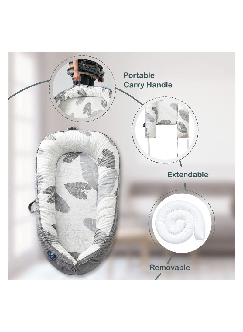 Soft Breathable Fiberfill Newborn Lounger Bed - Feather Grey