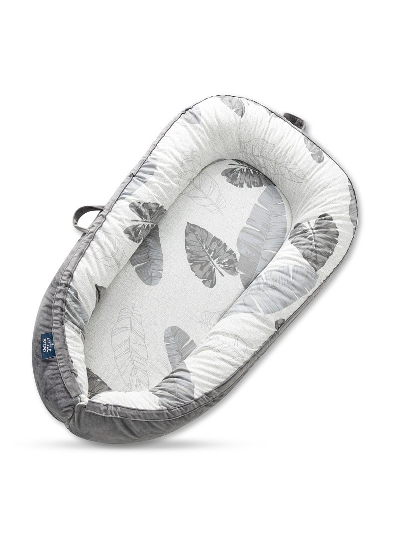Soft Breathable Fiberfill Newborn Lounger Bed - Feather Grey