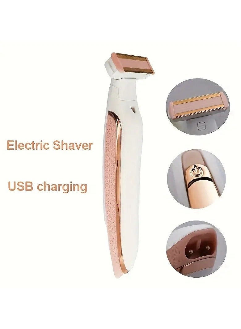 Women's Electric Epilator USB Rechargeable Hair Trimmer for Face, Hands, Legs & Underarms - Home Use Machine