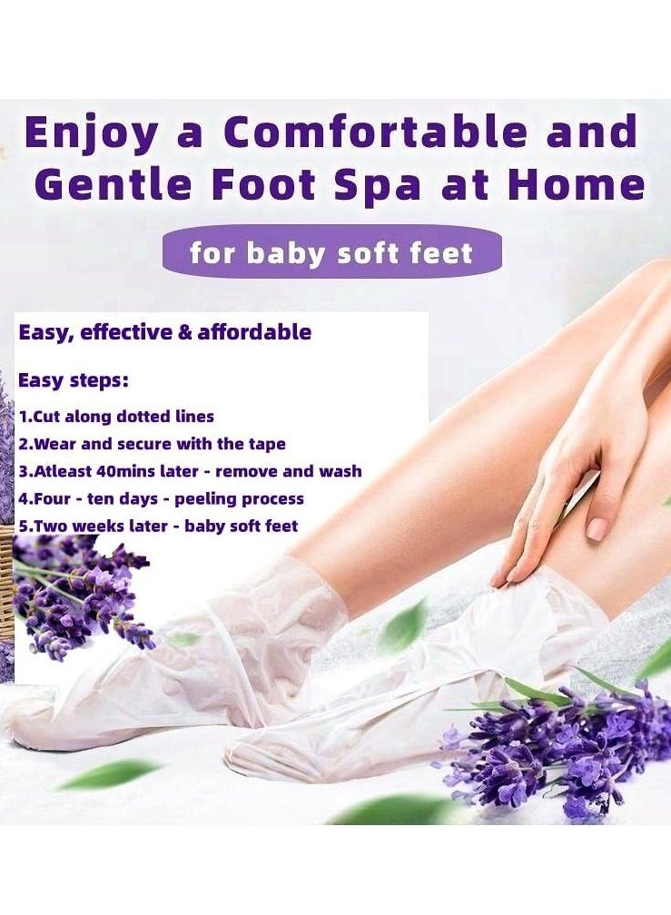 Foot Peel Mask, Foot Mask Callus Remover, Remove Dead Skin, Dry, Cracked Feet & Callus, Foot Spa, Made with Lavender Extract & Aloe Vera Extract for Women and Men Feet Peeling Mask Exfoliatin (5 Pcs)