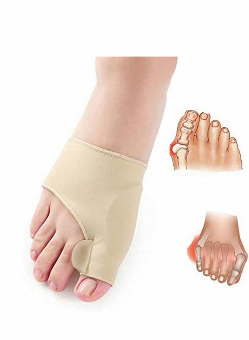 Correction Pedicure Socks, Silicone Hallux Valgus Corrector Braces, Big Bone Orthopedic Bunion Toes Separator Feet Care Tool (Beige S Size)