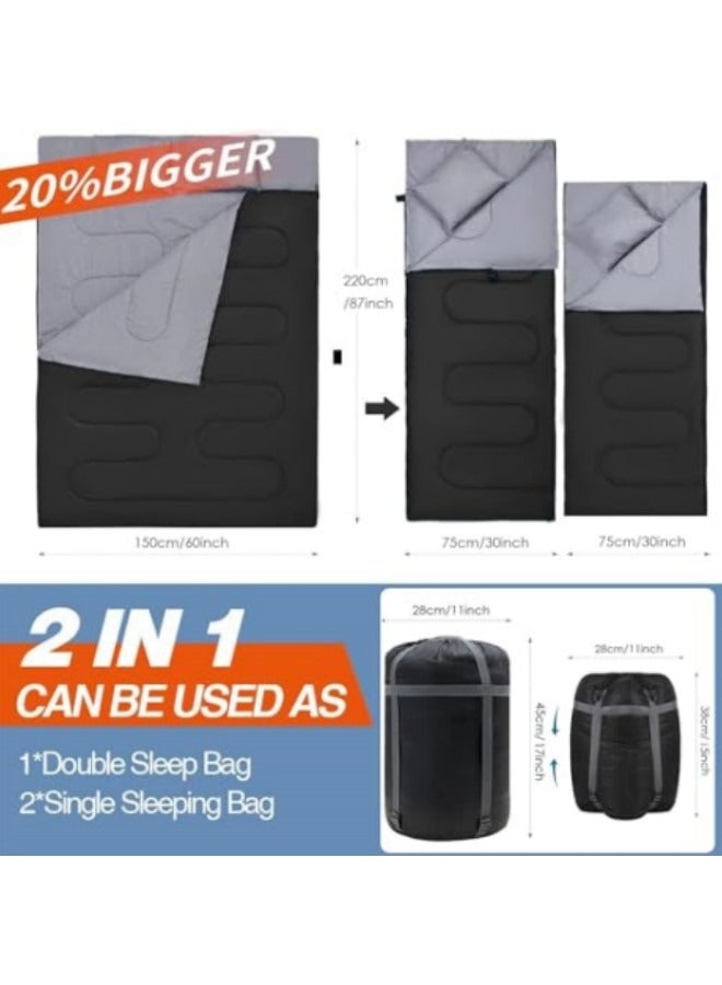 Adult Kids Camping Sleeping Bag, Lightweight Portable Sleeping Bags Backpacking Indoor and Outdoor for Hiking Traveling with Storage Bag 10-25℃ 220x150cm