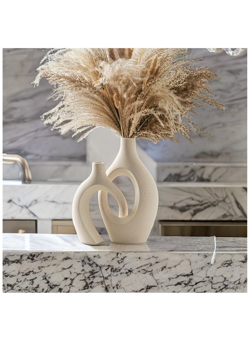 Arch Flower Vase Set - Large | Off White Vases | Modern Minimalist Flower Vase for Elegant Home Décor, Living Room Centerpiece, for Flower Arrangements| Gifting