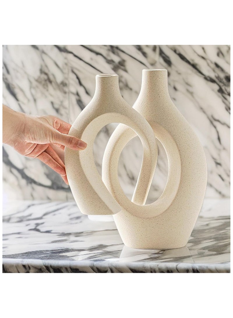 Arch Flower Vase Set - Large | Off White Vases | Modern Minimalist Flower Vase for Elegant Home Décor, Living Room Centerpiece, for Flower Arrangements| Gifting