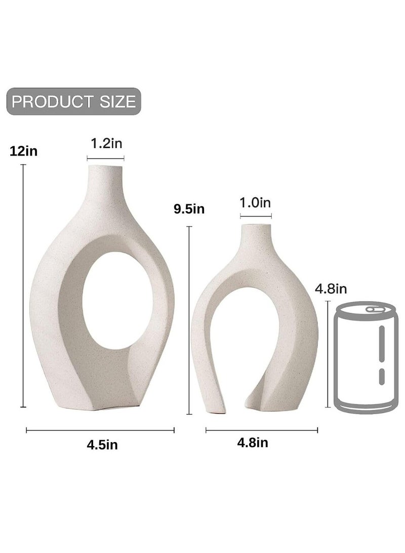 Arch Flower Vase Set - Large | Off White Vases | Modern Minimalist Flower Vase for Elegant Home Décor, Living Room Centerpiece, for Flower Arrangements| Gifting