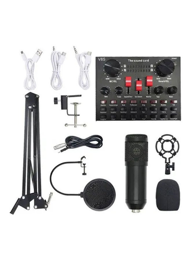 Professional Sound Card And Microphone Kit With Tripod Stand PSM-Mic01-BM800black Black