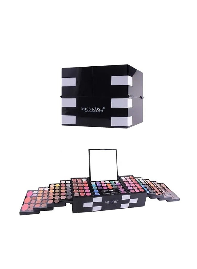 148-Color Magic Cube Makeup Kit - Includes 82-Color Pearly Eyeshadow Palette, 60-Color Matte Eyeshadow, 3-Color Blush, 3-Color Eyebrow Powder, and 3 Sponge Stick