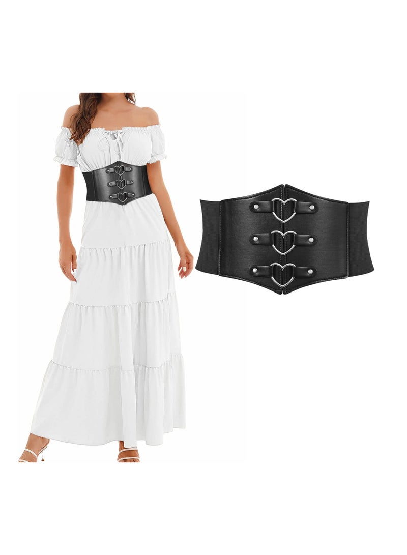 Corset Belt for Women, Wide Elastic Tied Waspie Belt for  Costume, Lace-up Cinch Waist Belt for Dresses, Retro Girdle Strap Shirt Skirt Belt for Dress Girls