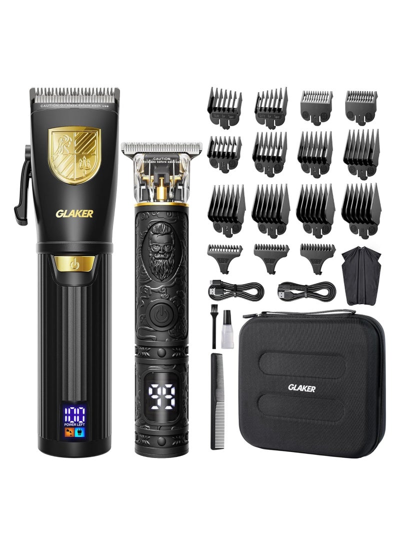 Hair Clippers for Men Professional, Cordless Clippers for Hair Cutting, Men's Hair Clippers and Trimmer Kit for Barber with LED Display 15 Guide Combs