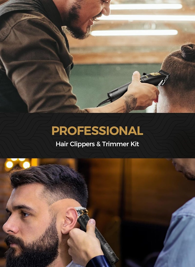 Hair Clippers for Men Professional, Cordless Clippers for Hair Cutting, Men's Hair Clippers and Trimmer Kit for Barber with LED Display 15 Guide Combs