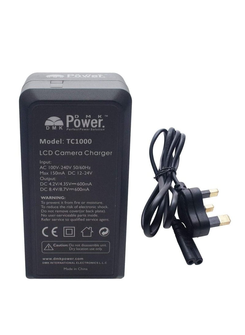 DMK Power 2 x NP-FV100 3700mAh battery and TC1000 Battery Charger Compatible with Sony HDR-CX150 HDR-CX150V DCRSX44R DCRSX44L XR550E XR350E XR150E.etc