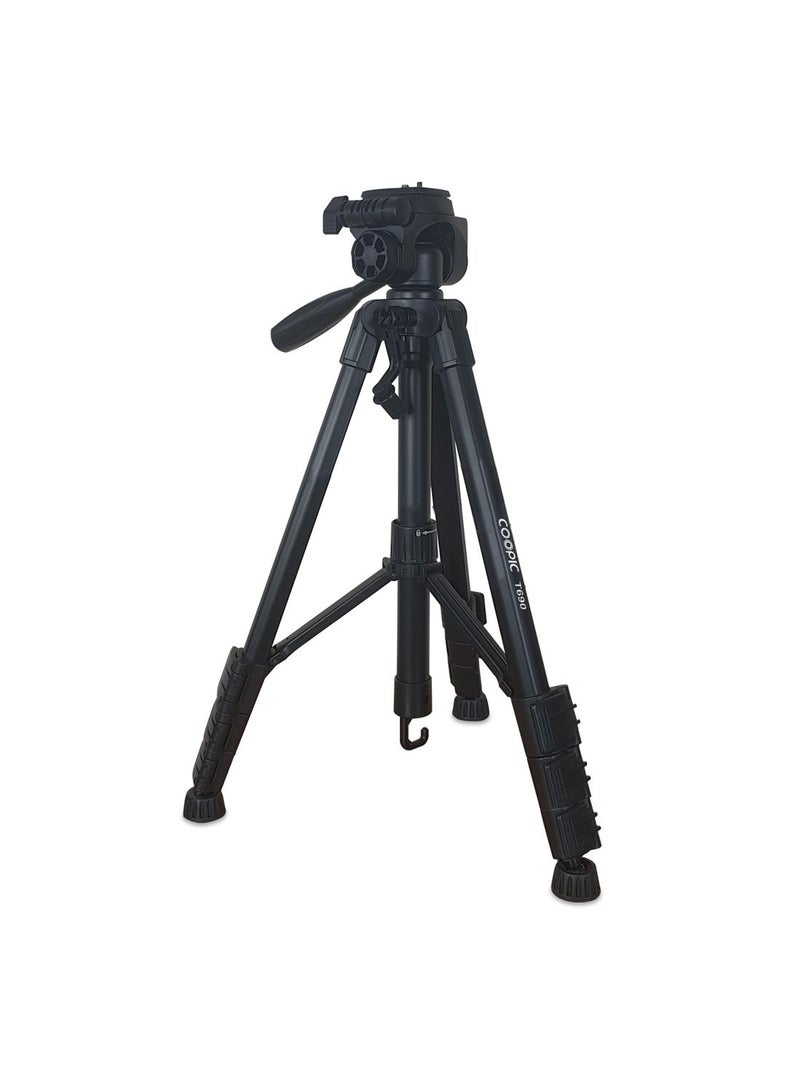 T-690 Compact Travel Tripod Folded Size 48cm with Maximum Height 146cm Compatible with Canon 5DIII II 6D 7D 70D 80D and Nikon D810 D750 D500 D7200 D5500 etc. cameras