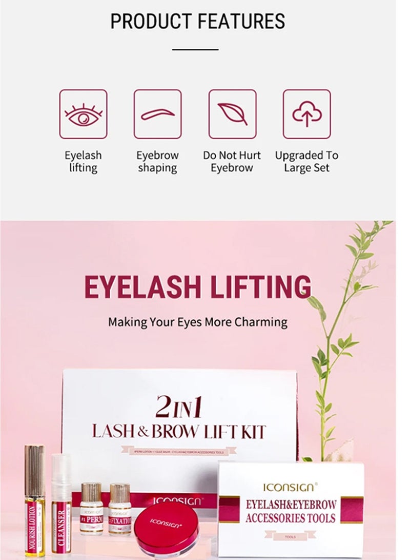 Iconsign 2 in 1 Eyelash and Eyebrow Lifting Permint Kit with all Necessary Tools and Nourish Lotion