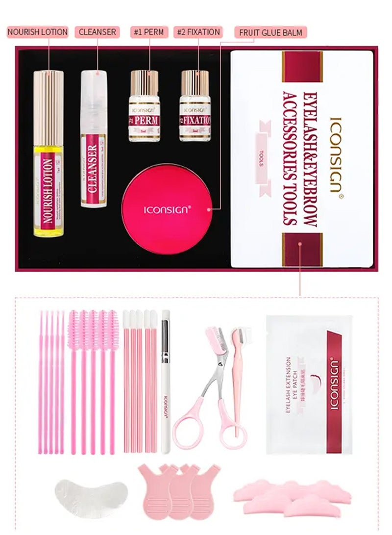 Iconsign 2 in 1 Eyelash and Eyebrow Lifting Permint Kit with all Necessary Tools and Nourish Lotion