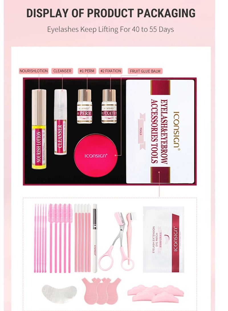 Iconsign 2 in 1 Eyelash and Eyebrow Lifting Permint Kit with all Necessary Tools and Nourish Lotion