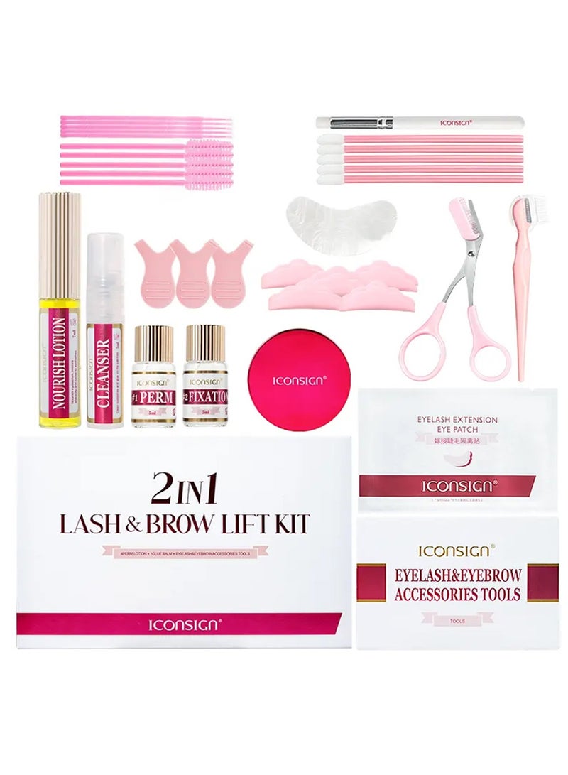 Iconsign 2 in 1 Eyelash and Eyebrow Lifting Permint Kit with all Necessary Tools and Nourish Lotion