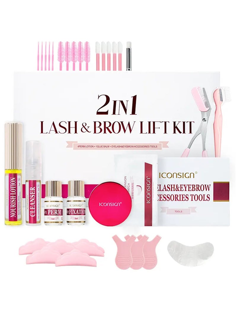 Iconsign 2 in 1 Eyelash and Eyebrow Lifting Permint Kit with all Necessary Tools and Nourish Lotion